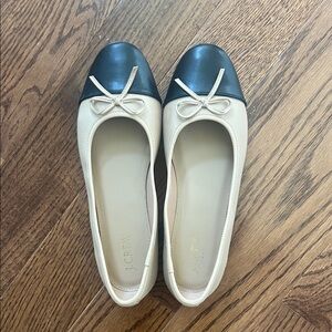 J. Crew Black and Cream Flats with Bow